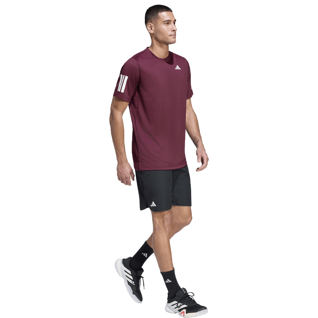 adidas Men's Club 3 Stripe Tee - Maroon