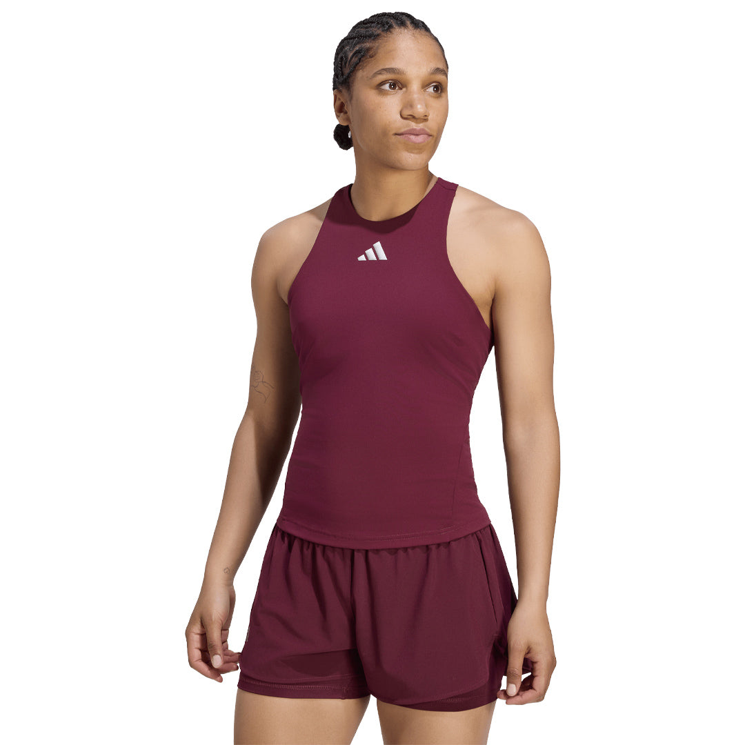 adidas Women's Silver L Y-Tank - Maroon