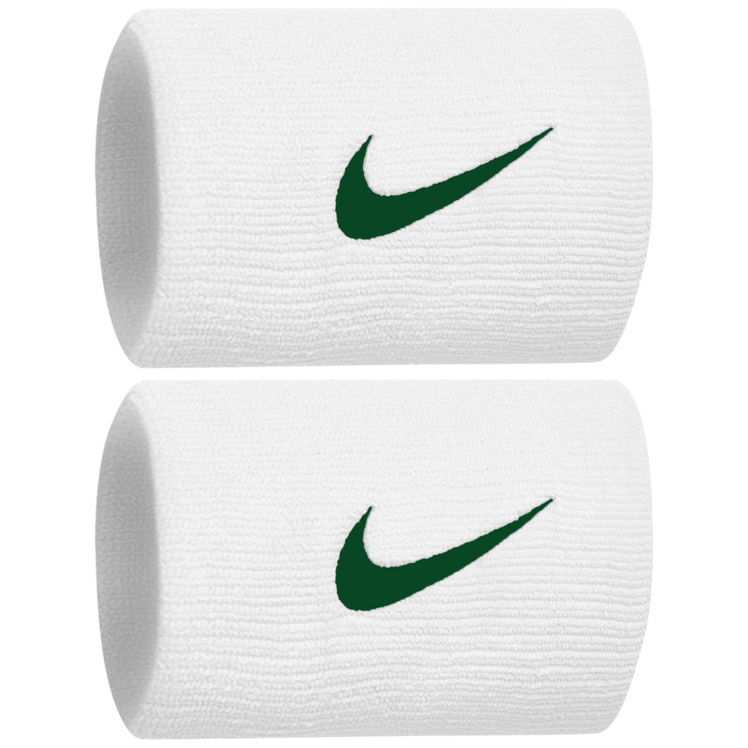Nike Swoosh Premier Doublewide Wristbands 2 Pack - White/Gorge Green