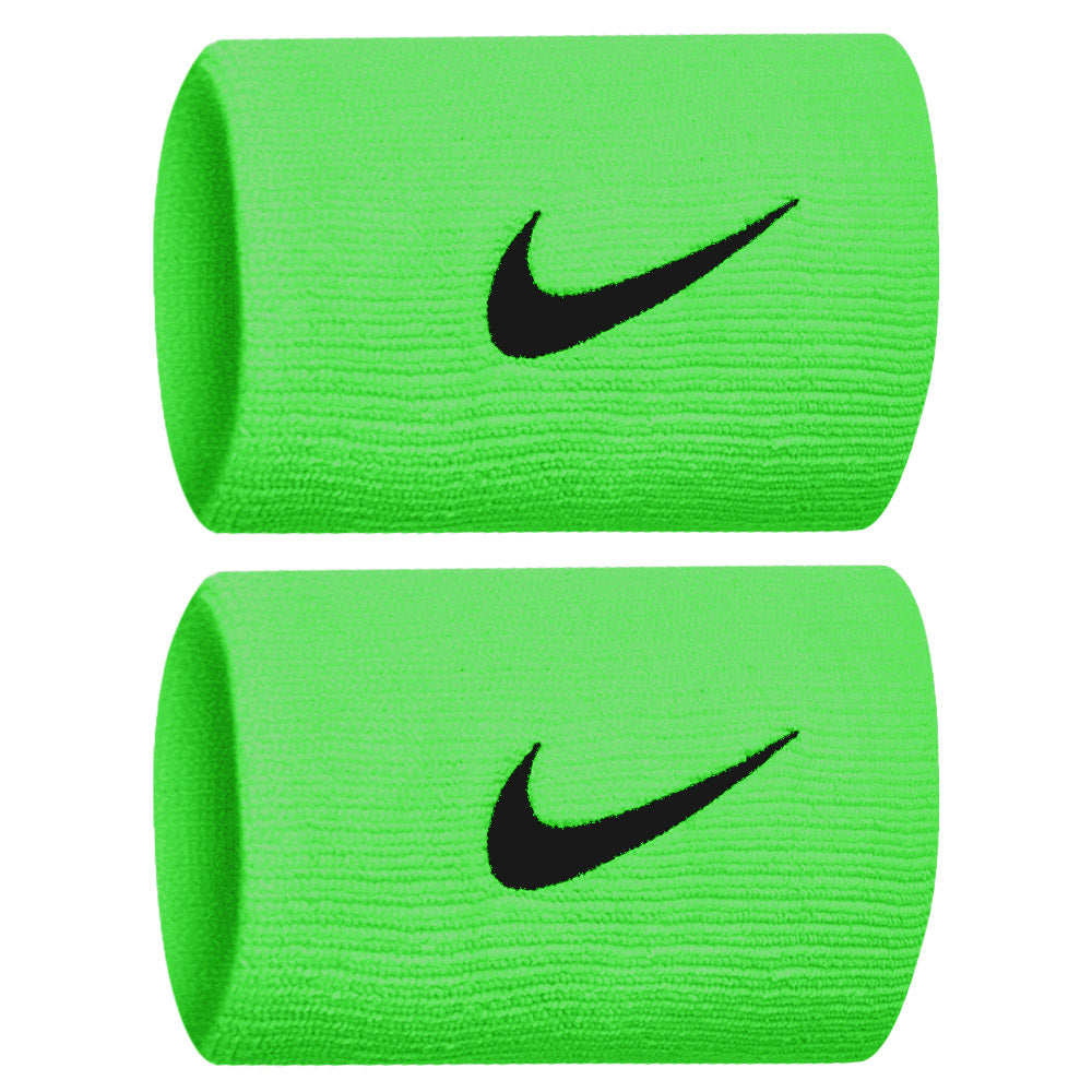 Nike Swoosh Premier Doublewide Wristbands 2 Pack - Mean Green