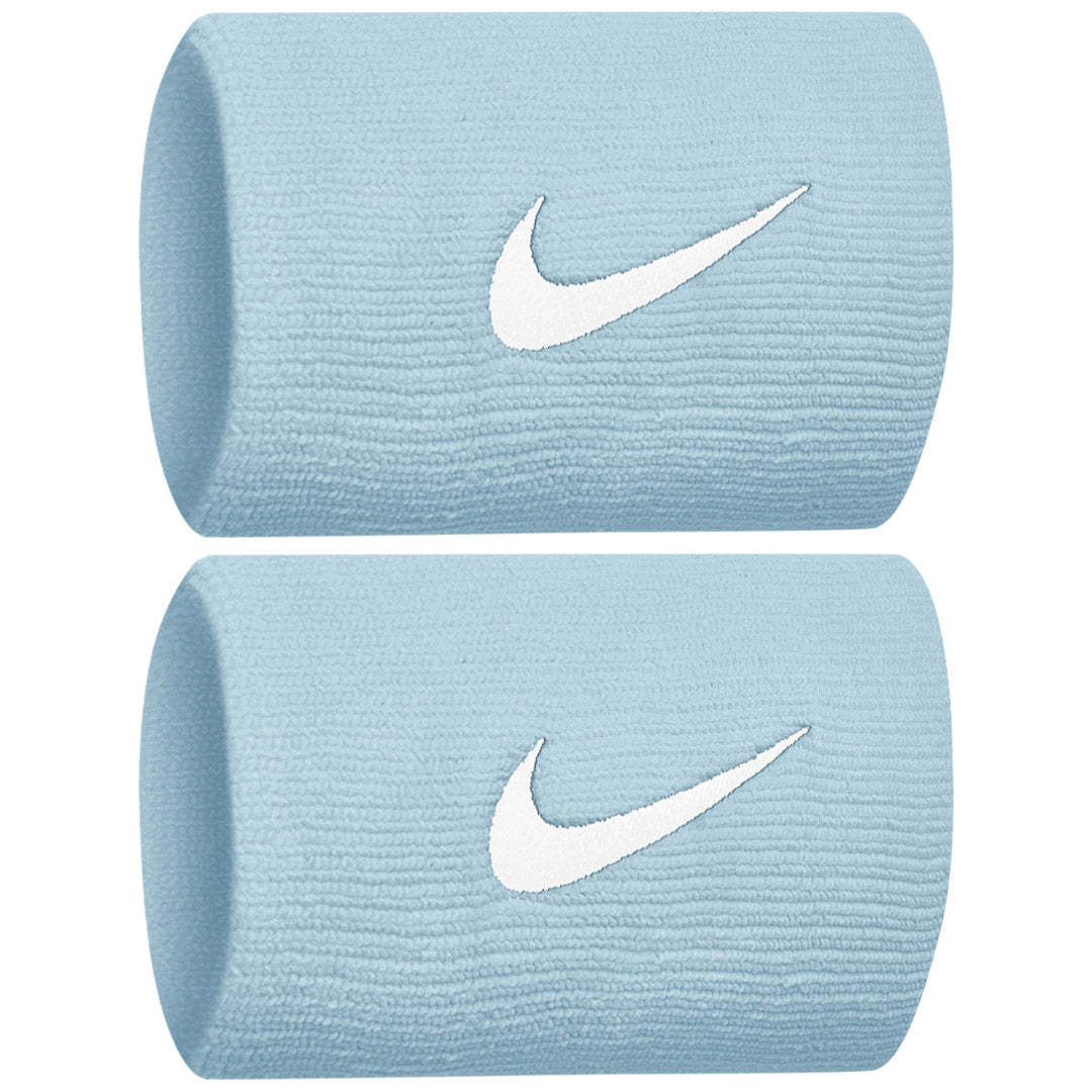 Nike Swoosh Premier Doublewide Wristbands 2 Pack - Hydrogen Blue