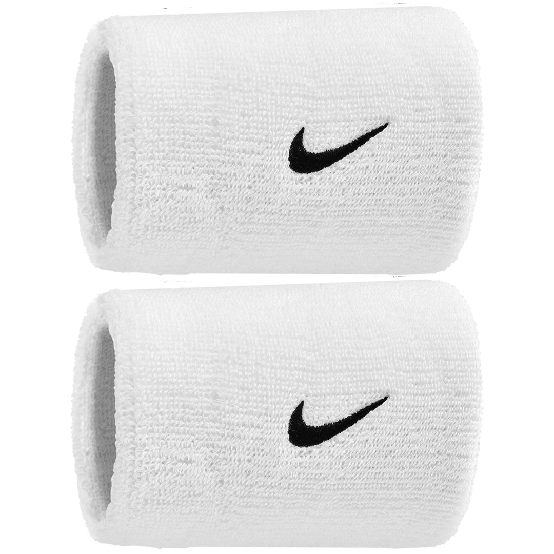 Nike Double Wide Classic Swoosh Wristband 2 Pack - White/Black