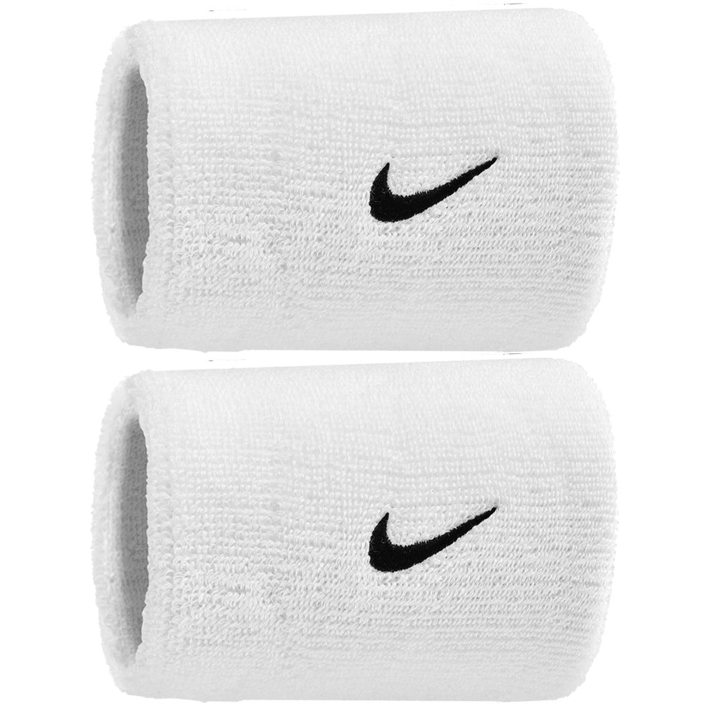 Nike Double Wide Classic Swoosh Wristband 2 Pack - White/Black