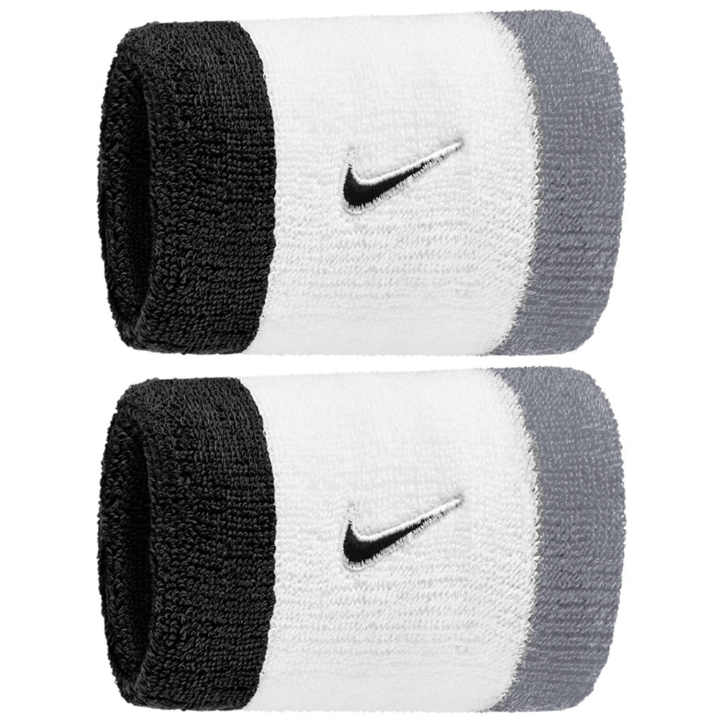 Nike Double Wide Classic Swoosh Wristband 2 Pack - White/Cool Grey
