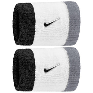 Nike Double Wide Classic Swoosh Wristband 2 Pack - White/Cool Grey
