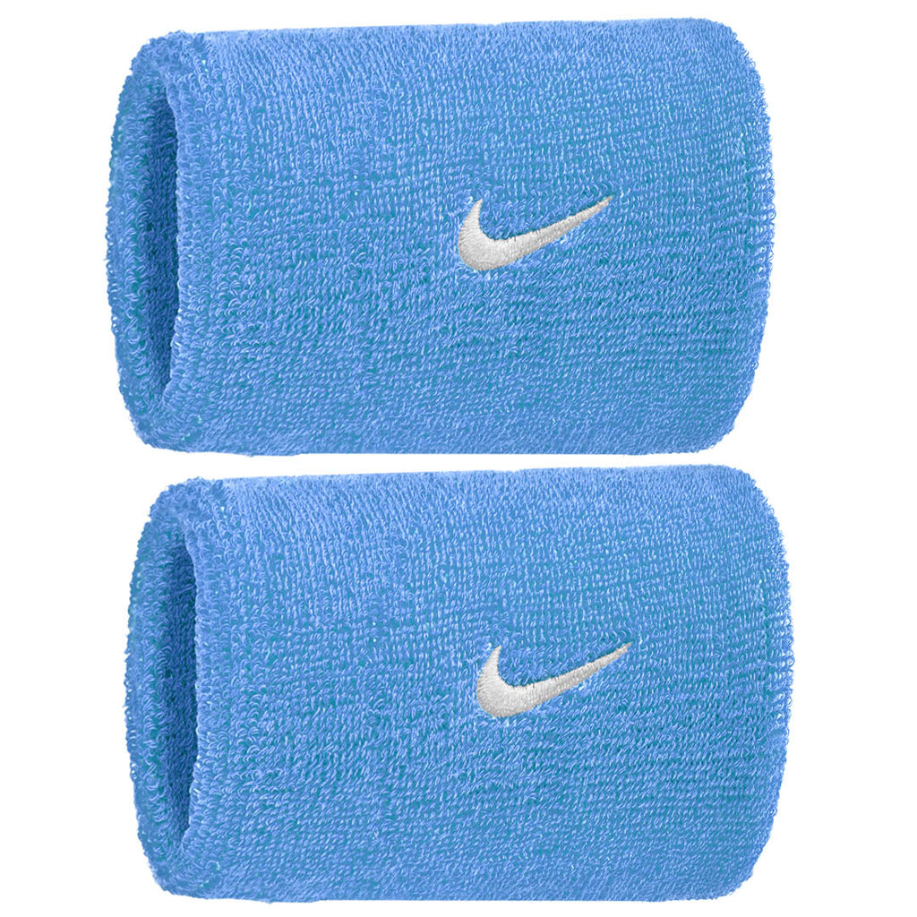 Nike Double Wide Classic Swoosh Wristband 2 Pack - University Blue/White