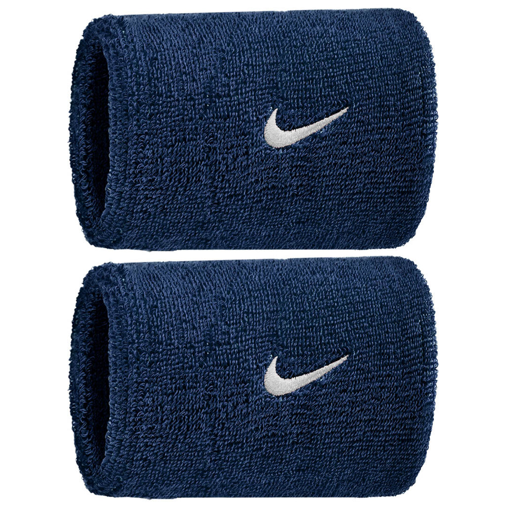 Nike Double Wide Classic Swoosh Wristband 2 Pack - College Navy/White