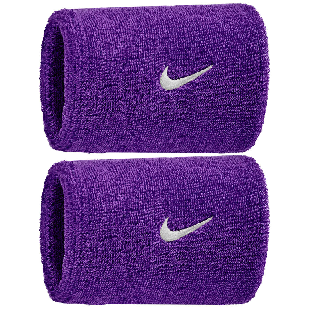 Nike Double Wide Classic Swoosh Wristband 2 Pack - Court Purple/White