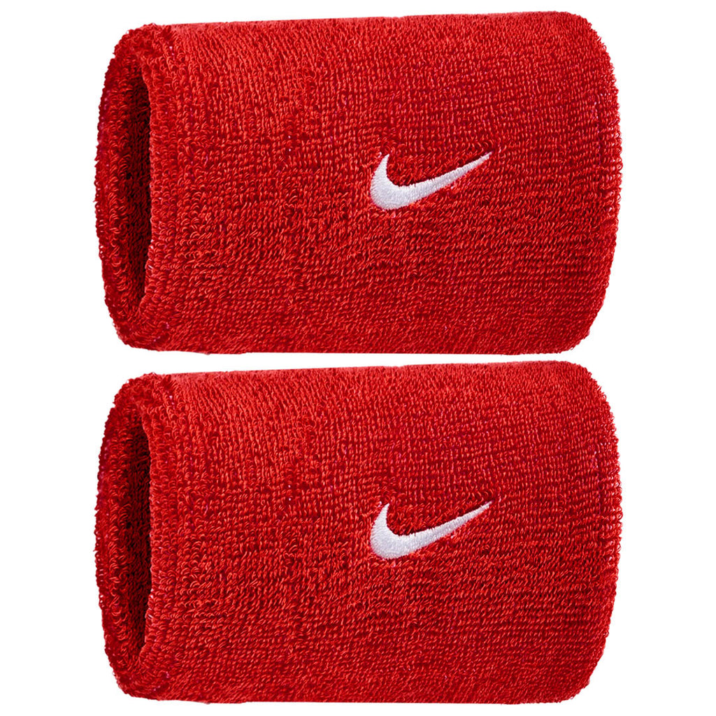 Nike Double Wide Classic Swoosh Wristband 2 Pack - University Red/White