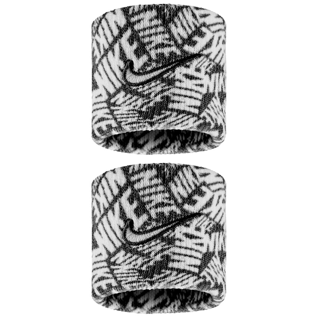 Nike Swoosh Printed Wristband 2 Pack - Black/White