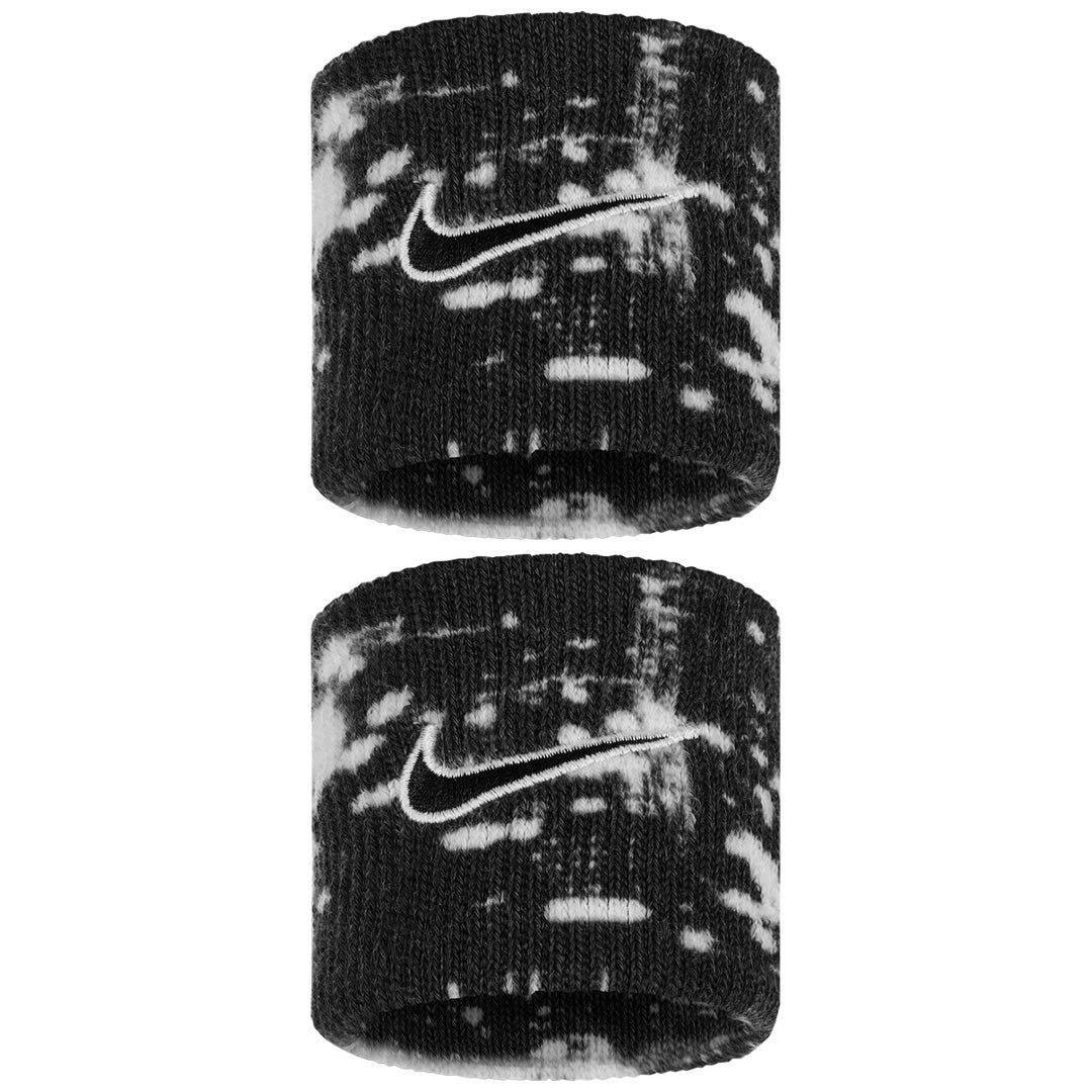 Nike Swoosh Printed Wristband 2 Pack - Black/White