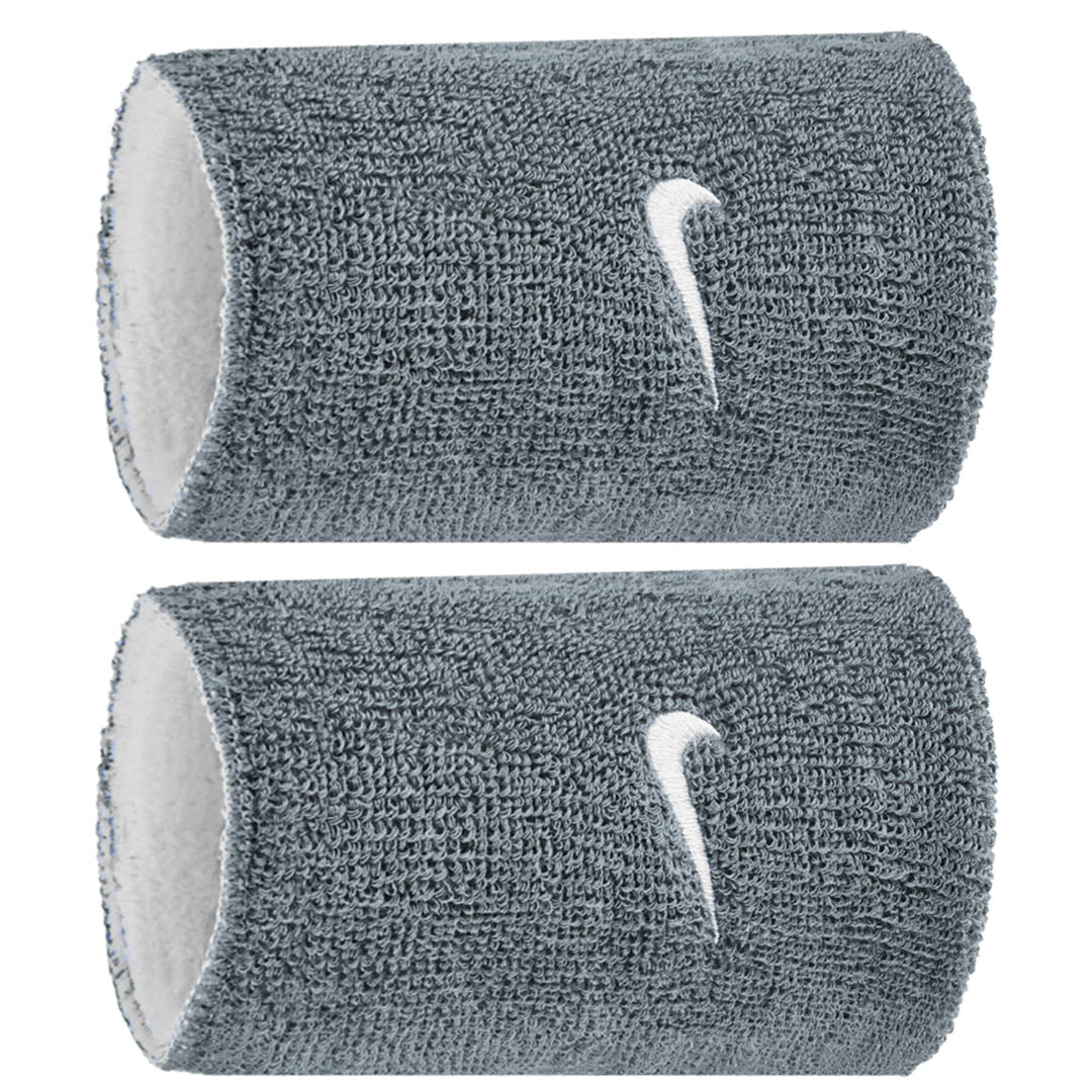 Nike Swoosh Double Wide Reversible Wristband 2 Pack - Cool Grey/White