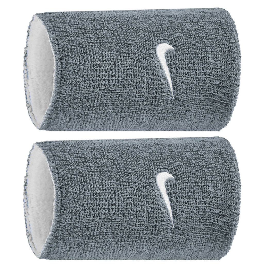 Nike Swoosh Double Wide Reversible Wristband 2 Pack - Cool Grey/White