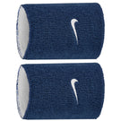 Nike Swoosh Double Wide Reversible Wristband 2 Pack - Classic Navy/White