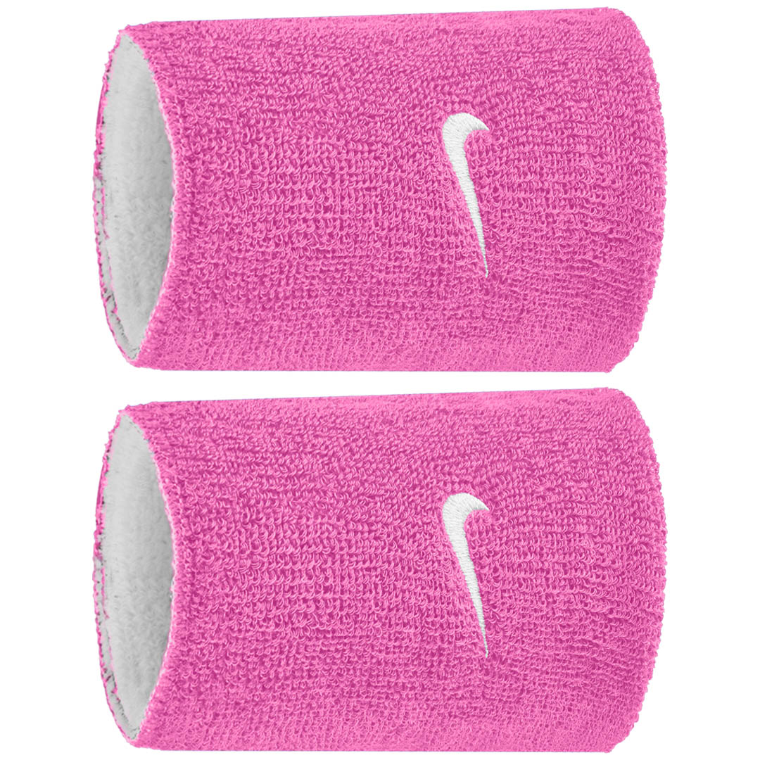 Nike Swoosh Double Wide Reversible Wristband 2 Pack - Playful Pink/White