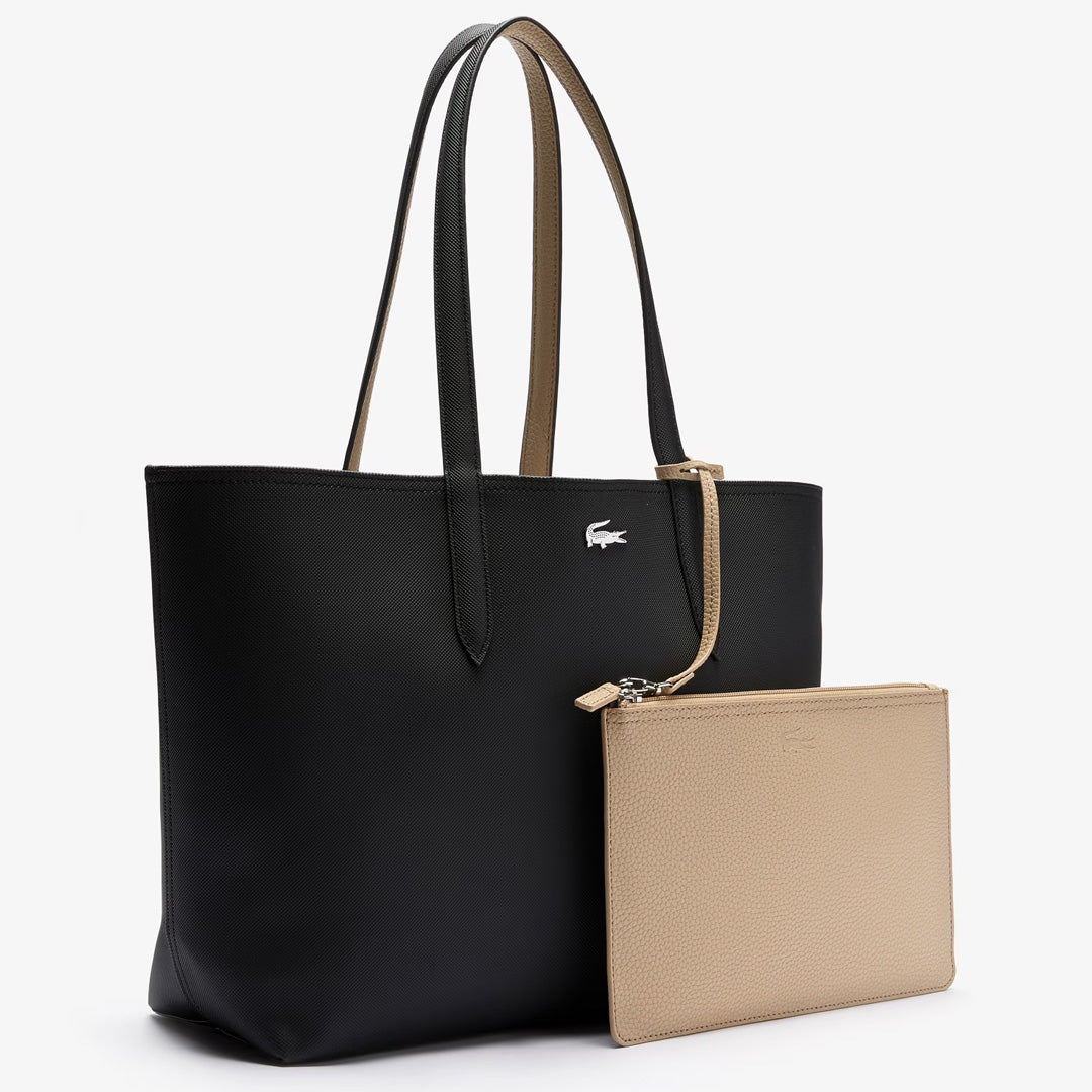 Lacoste Reversible Tote Bag With Pouch - Noir Krema