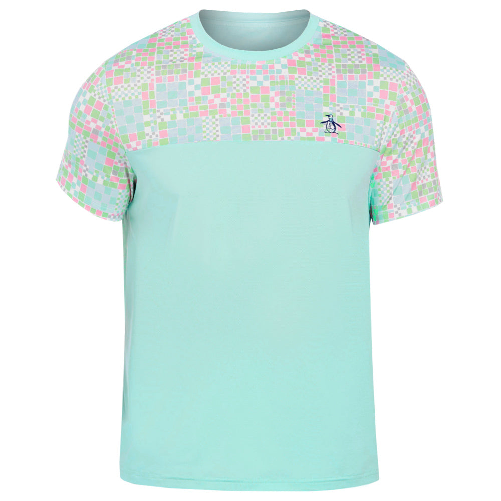Penguin Men's Performance Checkered Tee - Tanager Turquoise