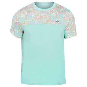 Penguin Men's Performance Checkered Tee - Tanager Turquoise