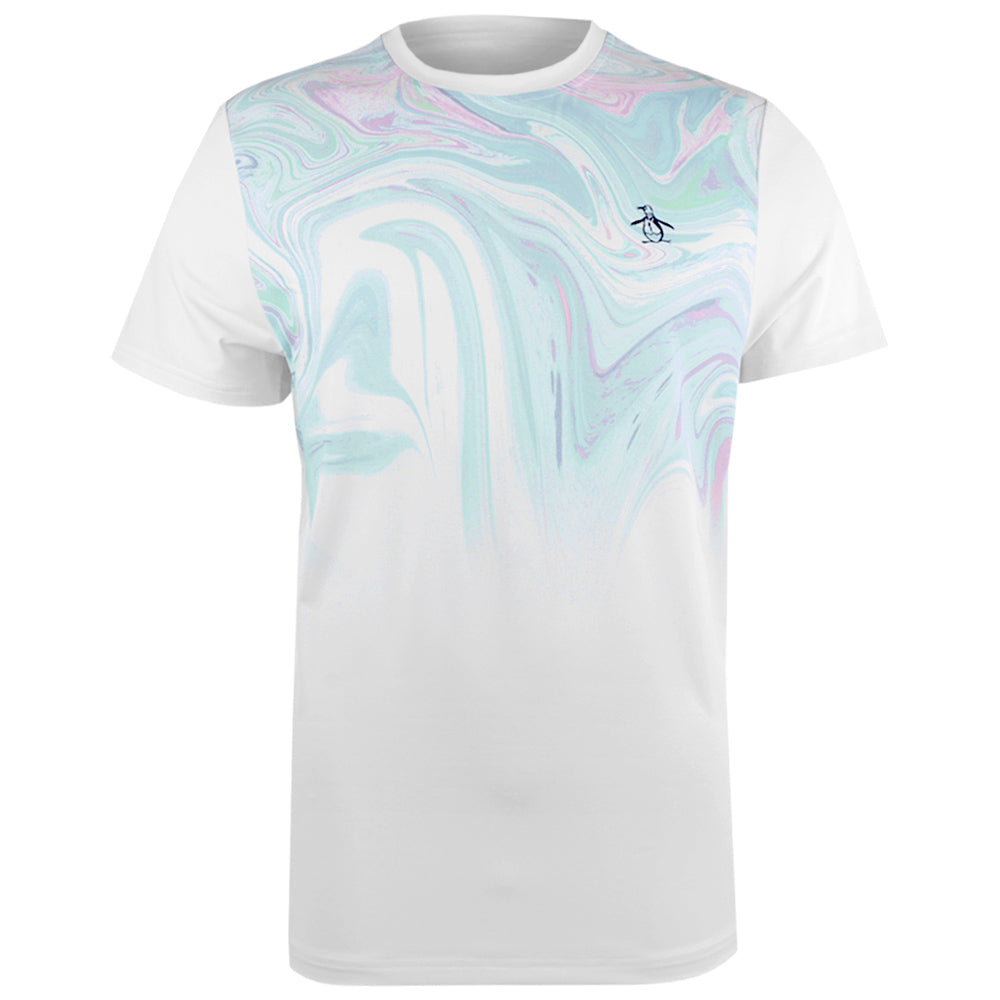 Penguin Men's Performance Marble Swirl Tee - Bright White/Multi