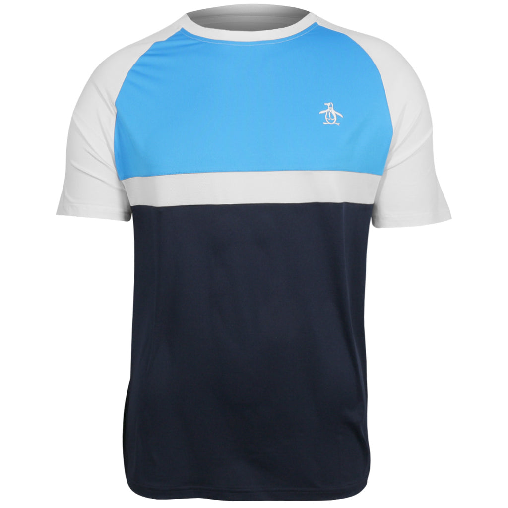 Penguin Men's Raglan Blocked Crew Tee - Malibu Blue