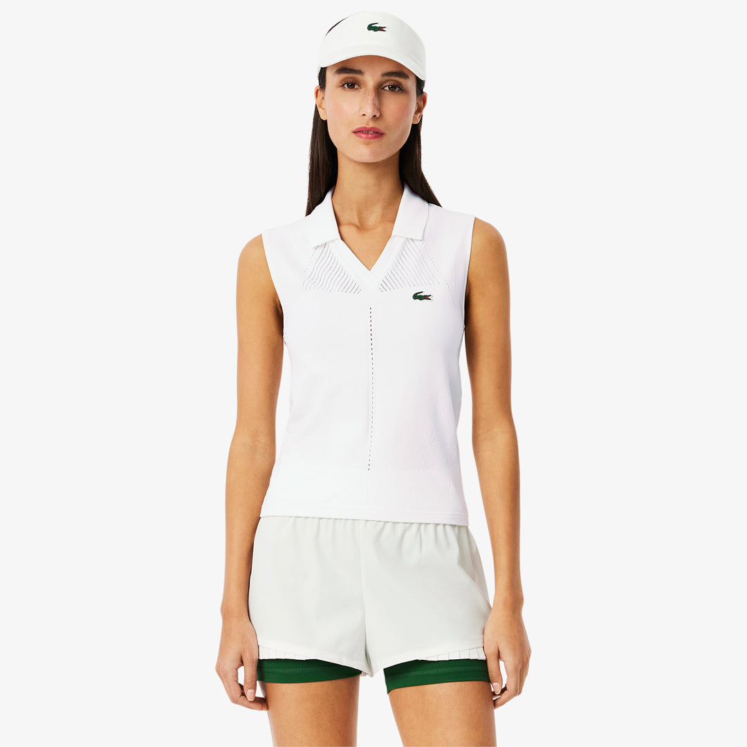 Lacoste Women's Sleeveless Stretch Polo - White