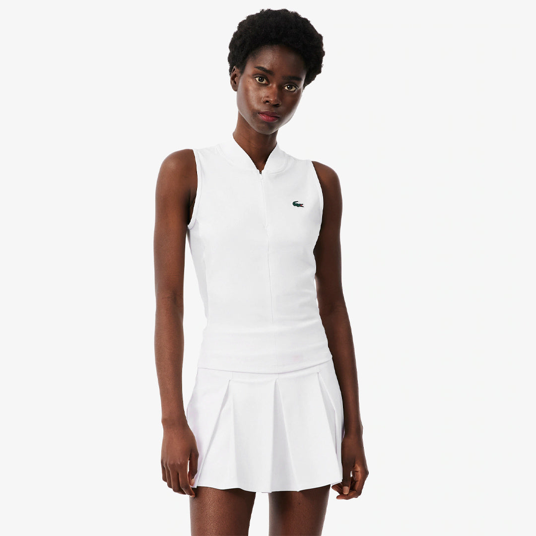 Lacoste Women's Stretch Tennis Sleeveless Polo - White