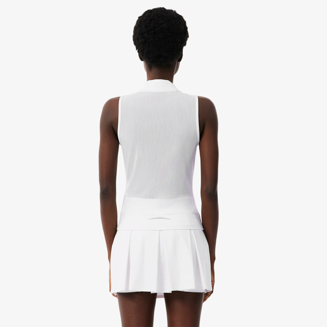 Lacoste Women's Stretch Tennis Sleeveless Polo - White