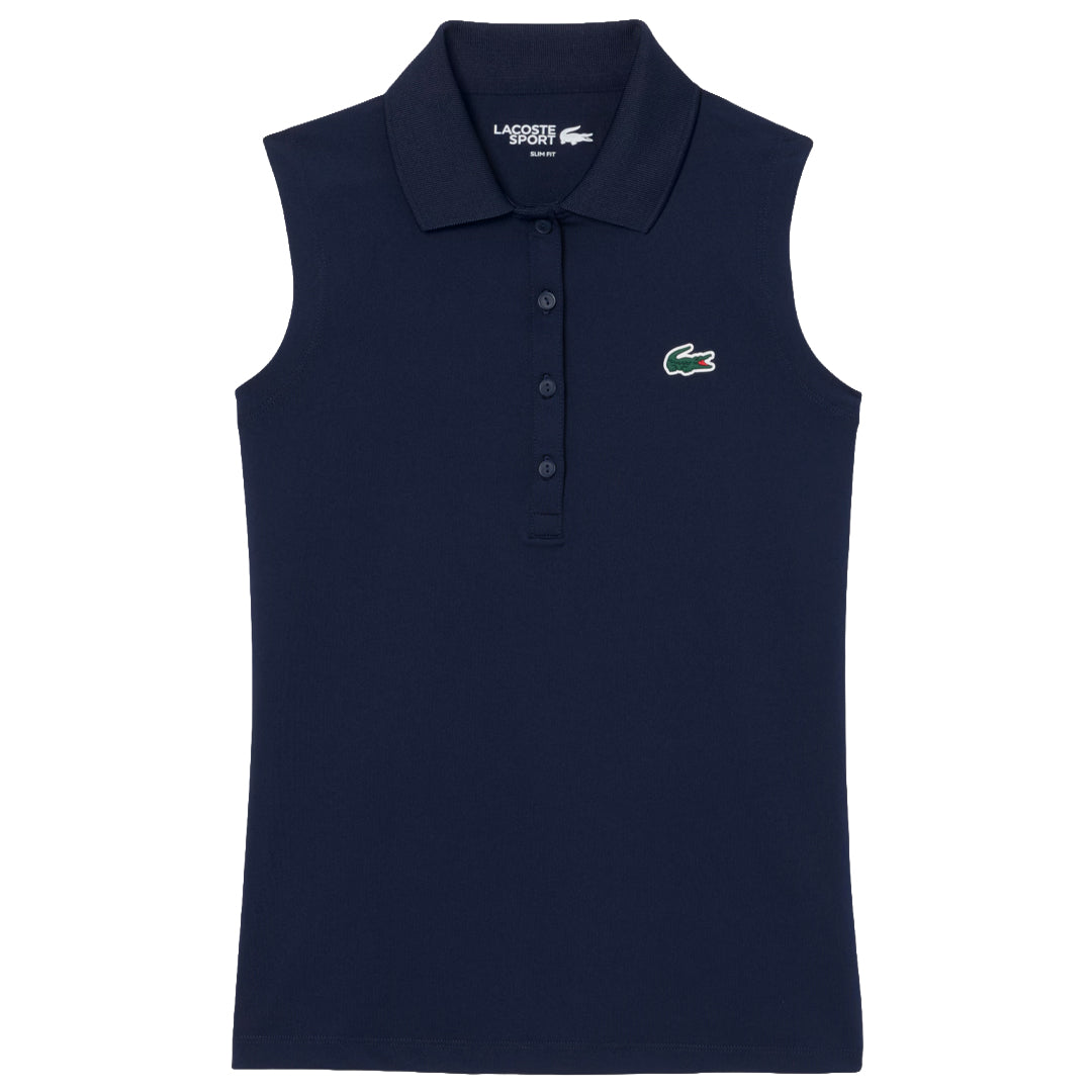 Lacoste Women's UV Stretch Sleeveless Polo - Navy Blue