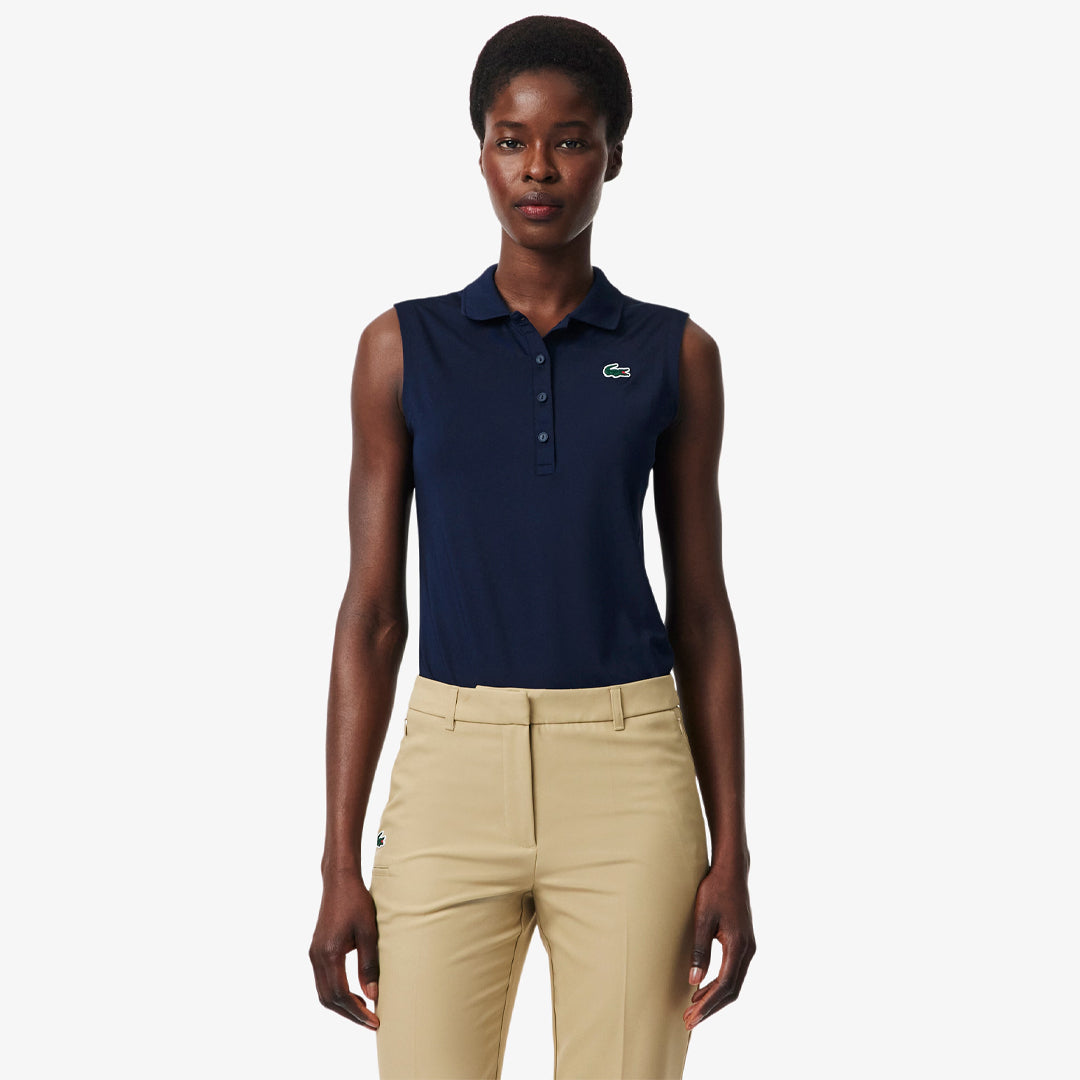 Lacoste Women's UV Stretch Sleeveless Polo - Navy Blue
