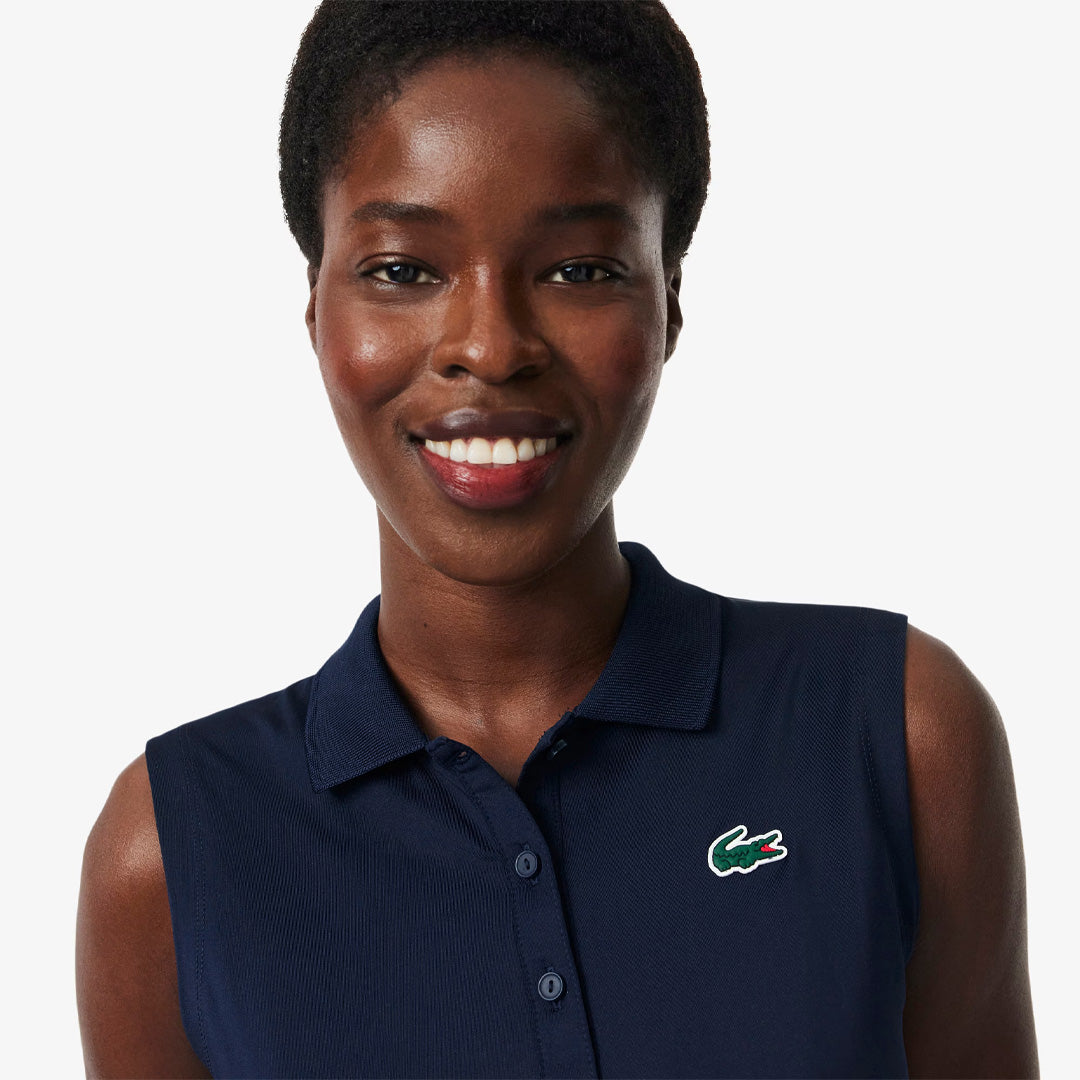 Lacoste Women's UV Stretch Sleeveless Polo - Navy Blue