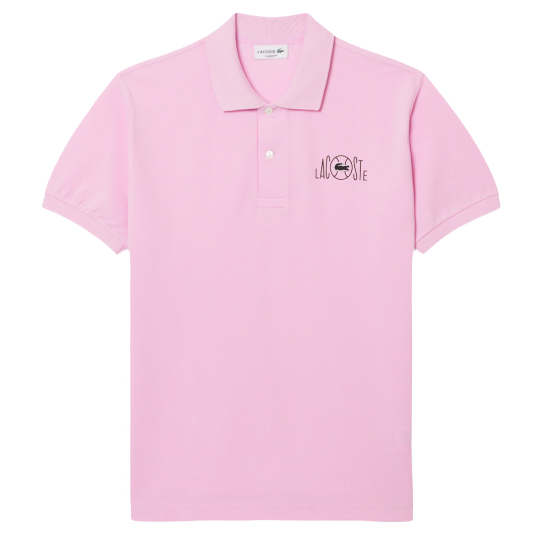 Lacoste Men's Graphic Branding Polo - Pink