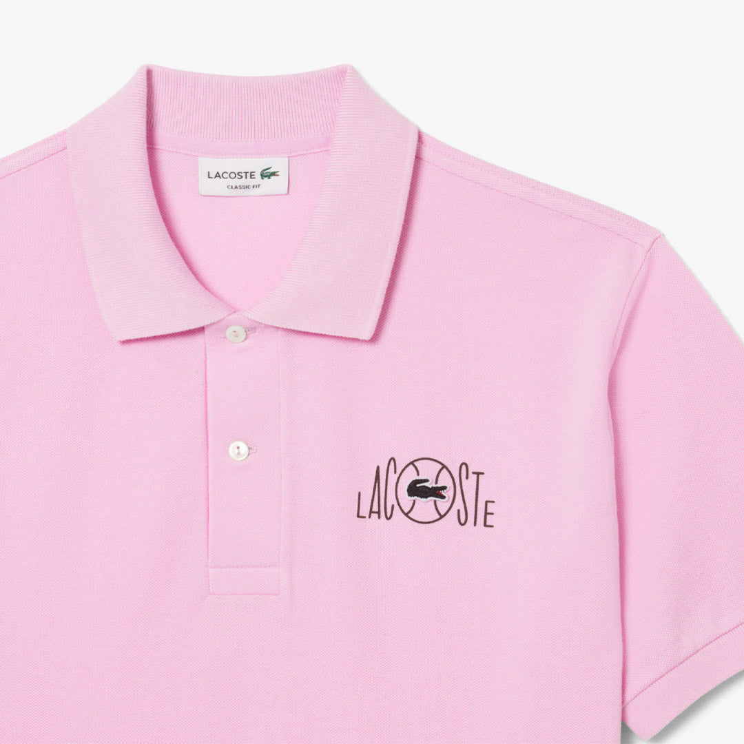 Lacoste Men's Graphic Branding Polo - Pink