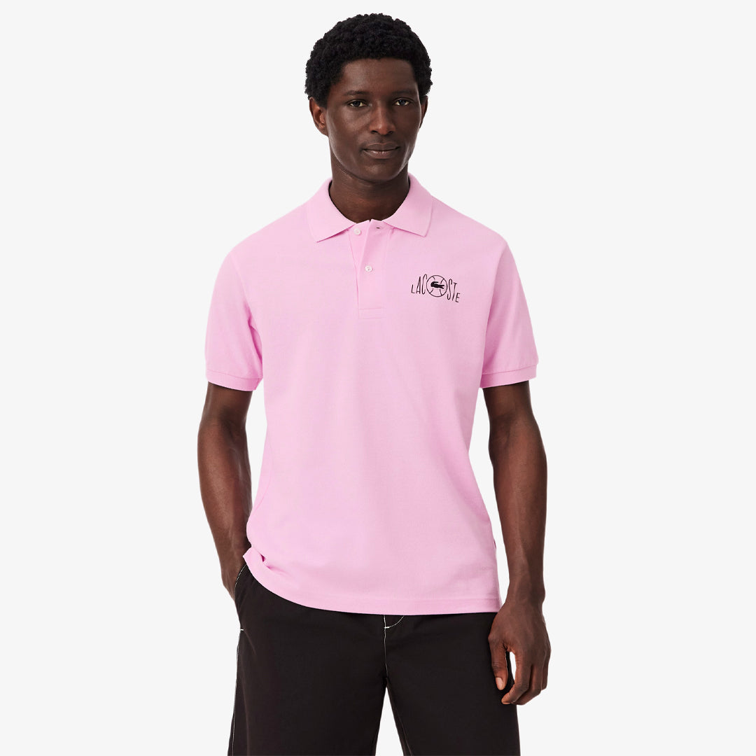 Lacoste Men's Graphic Branding Polo - Pink