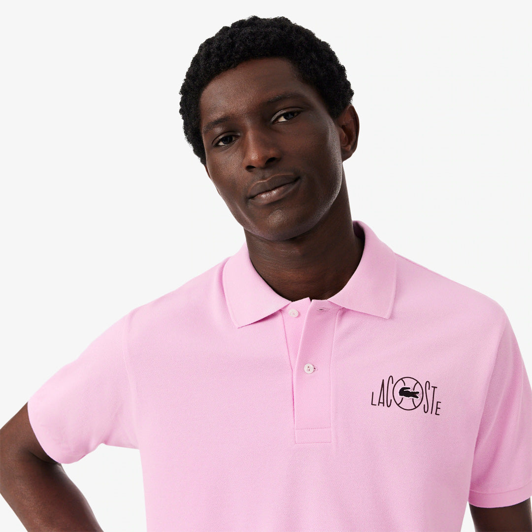 Lacoste Men's Graphic Branding Polo - Pink