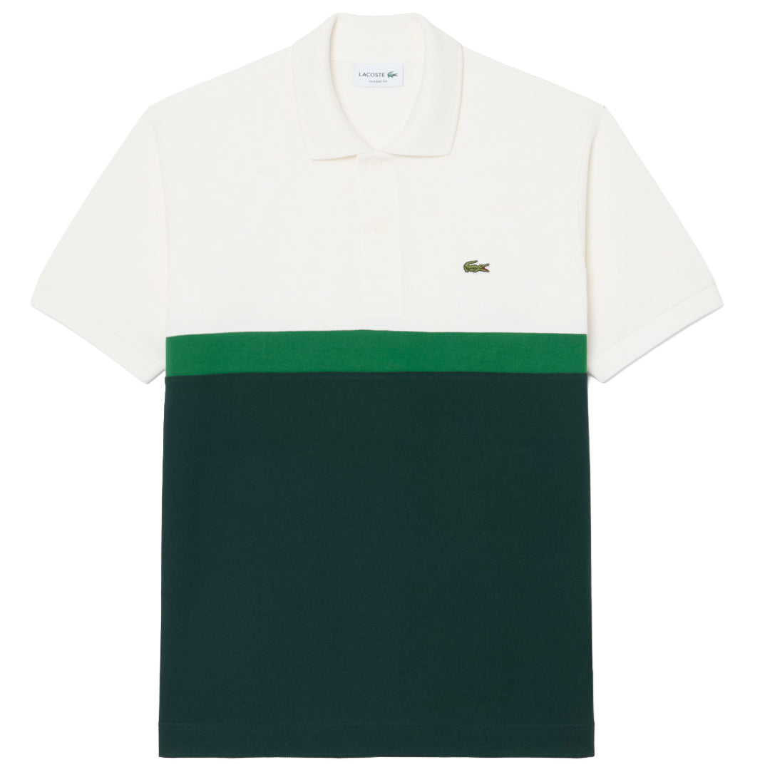 Lacoste Men's Colour Block Pique Polo - Flour/Sinople