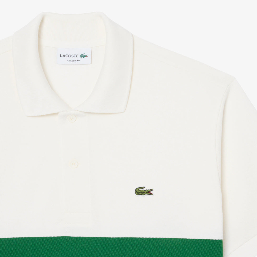 Lacoste Men's Colour Block Pique Polo - Flour/Sinople