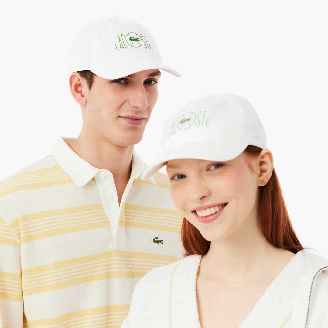 Lacoste Printed Cotton Twill Cap - White/Green