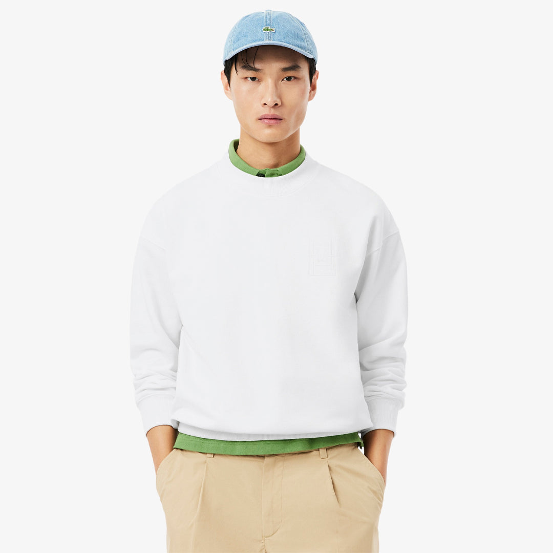 Lacoste Men's Embroidered Fleece Sweater - White