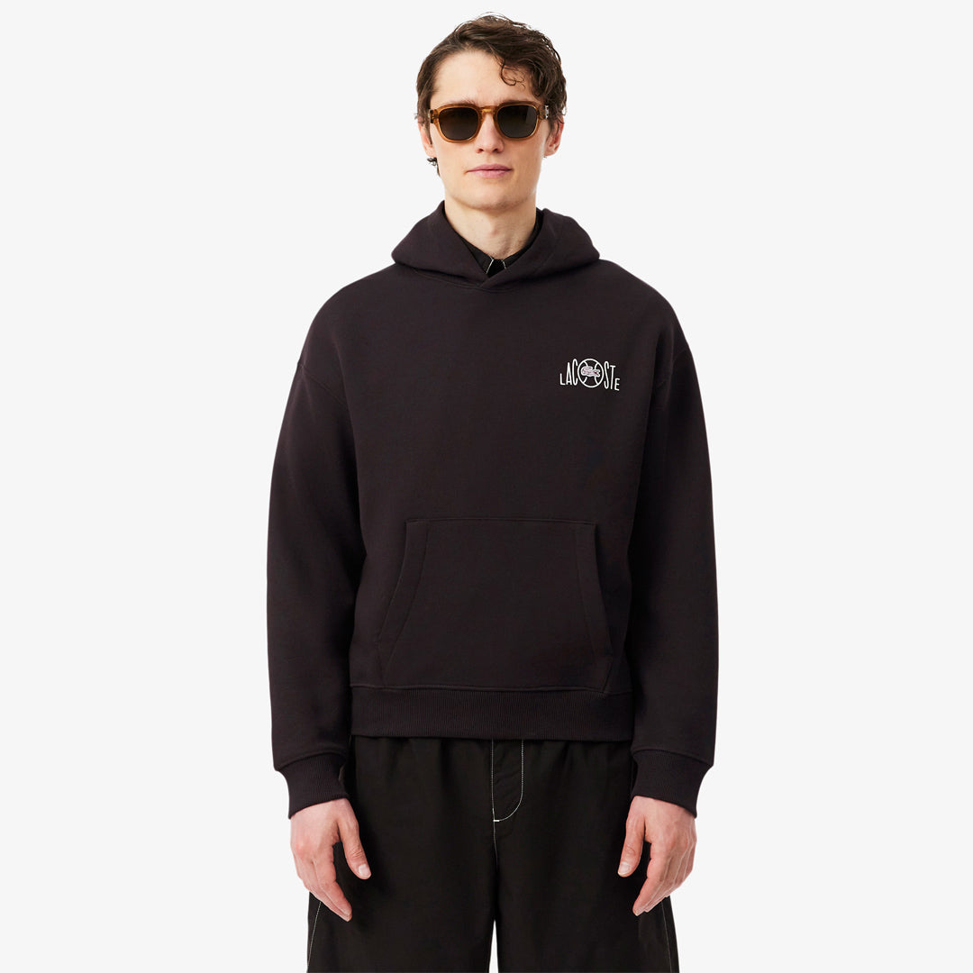 Lacoste Men's Multi Print Fleece Hoodie - Brown