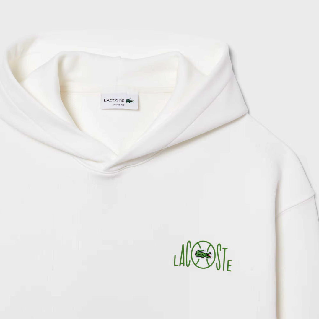 Lacoste Men's Multi Print Fleece Hoodie - Flour