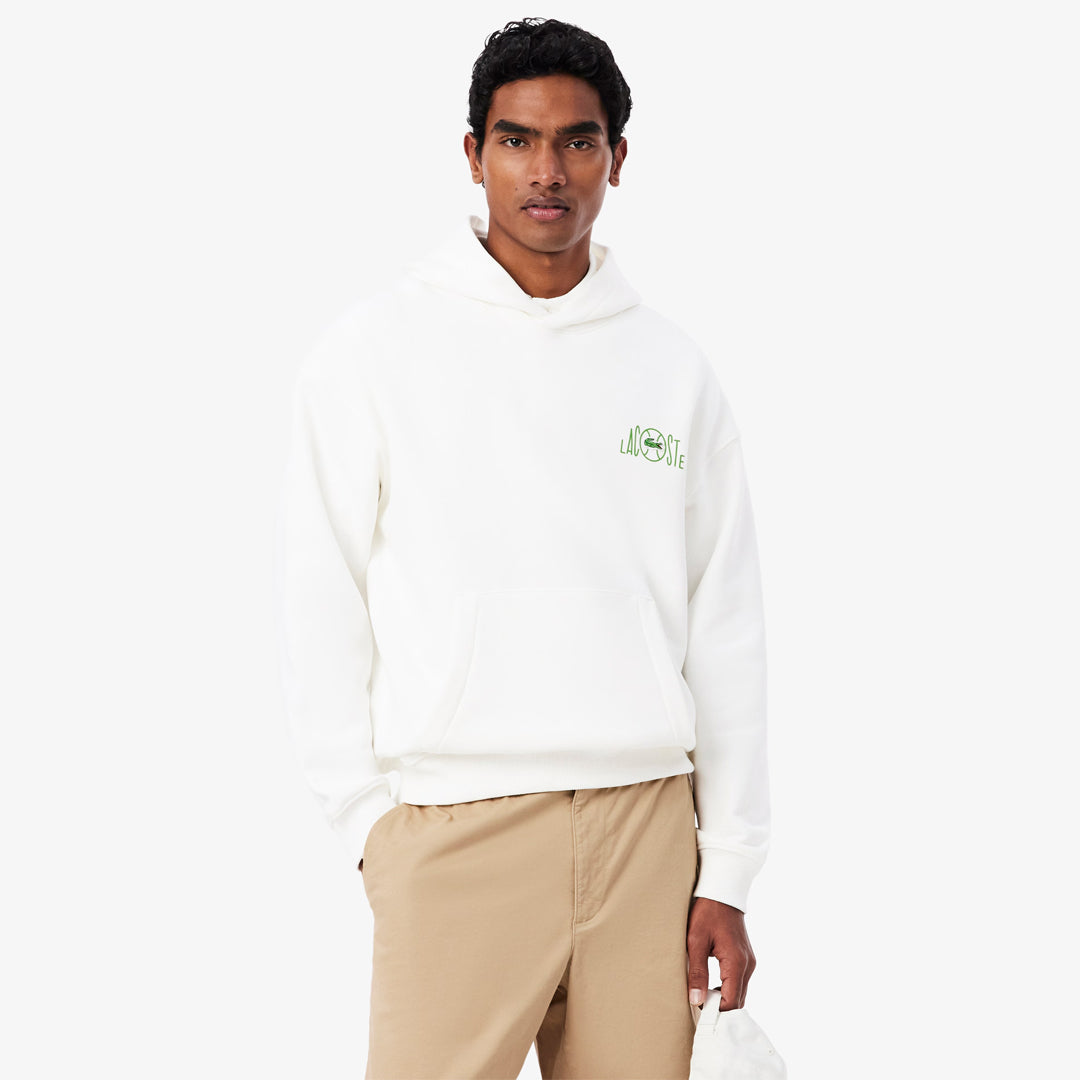Lacoste Men's Multi Print Fleece Hoodie - Flour