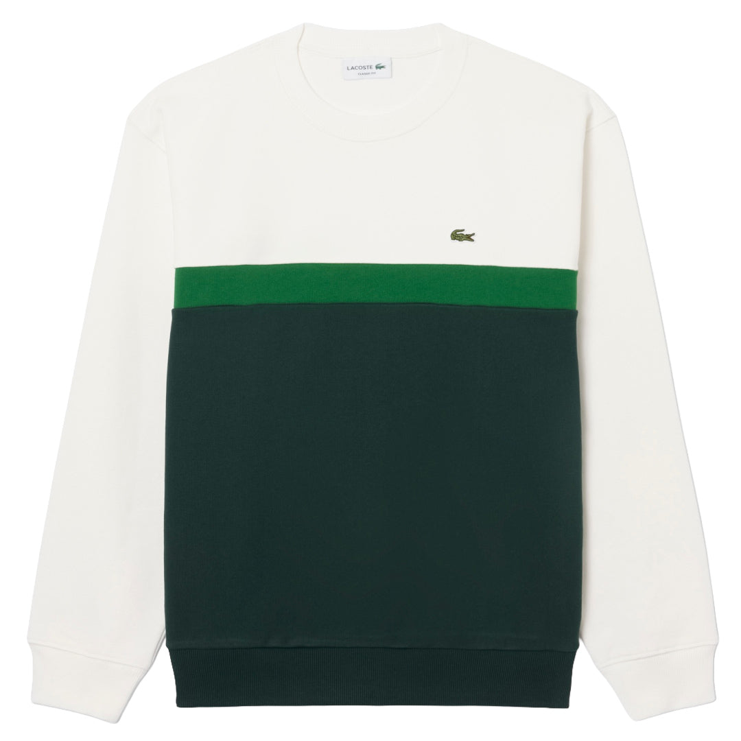 Lacoste Men's Colour Block Fleece Sweatshirt - Flour/Sinople