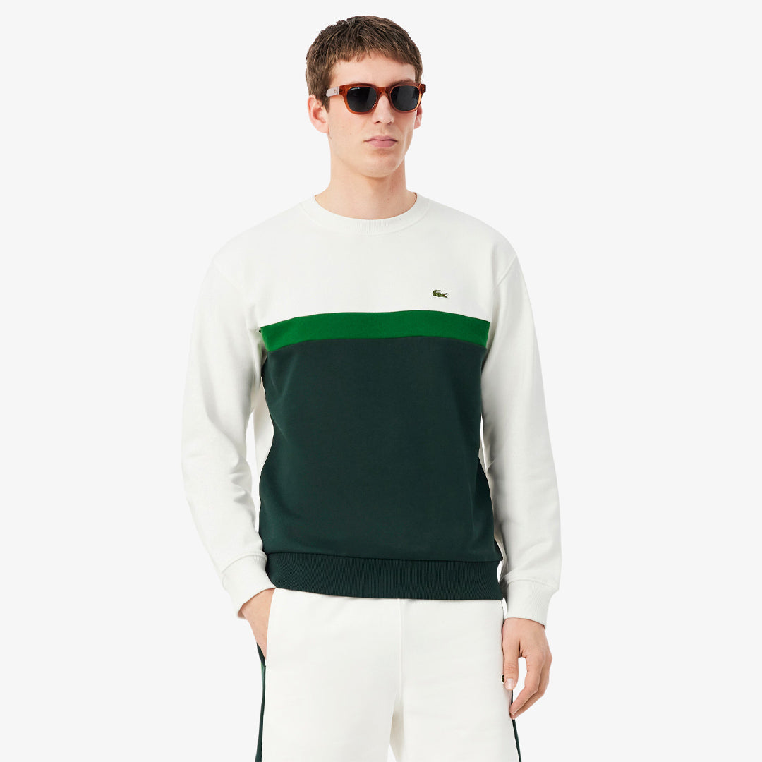 Lacoste Men's Colour Block Fleece Sweatshirt - Flour/Sinople
