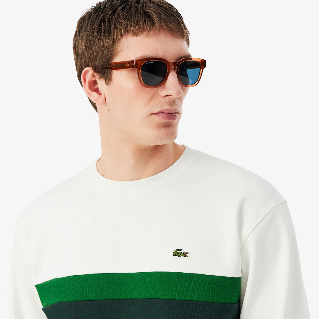 Lacoste Men's Colour Block Fleece Sweatshirt - Flour/Sinople