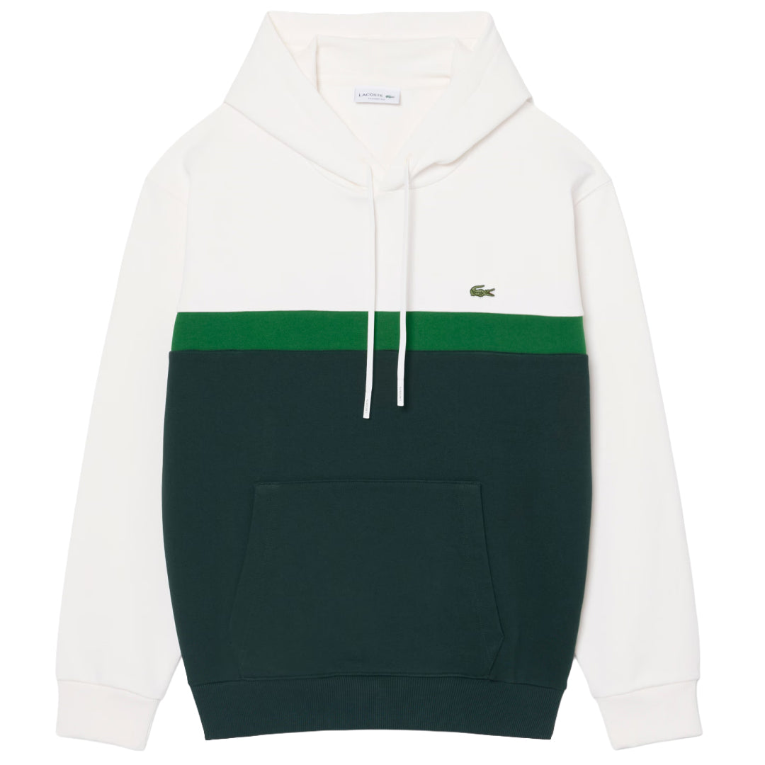 Lacoste Men's Colour Block Fleece Hoodie - Flour/Sinople