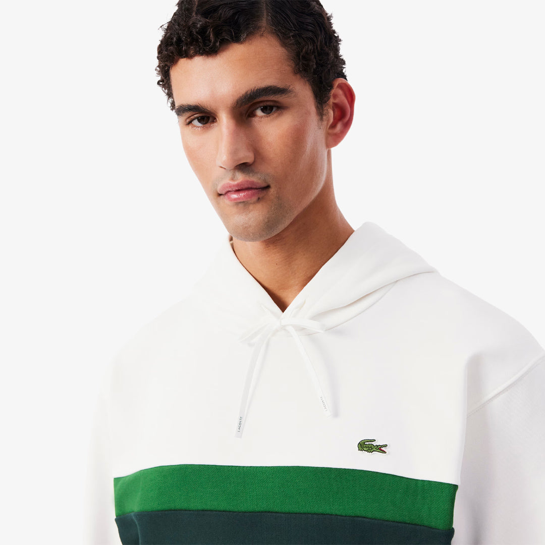 Lacoste Men's Colour Block Fleece Hoodie - Flour/Sinople