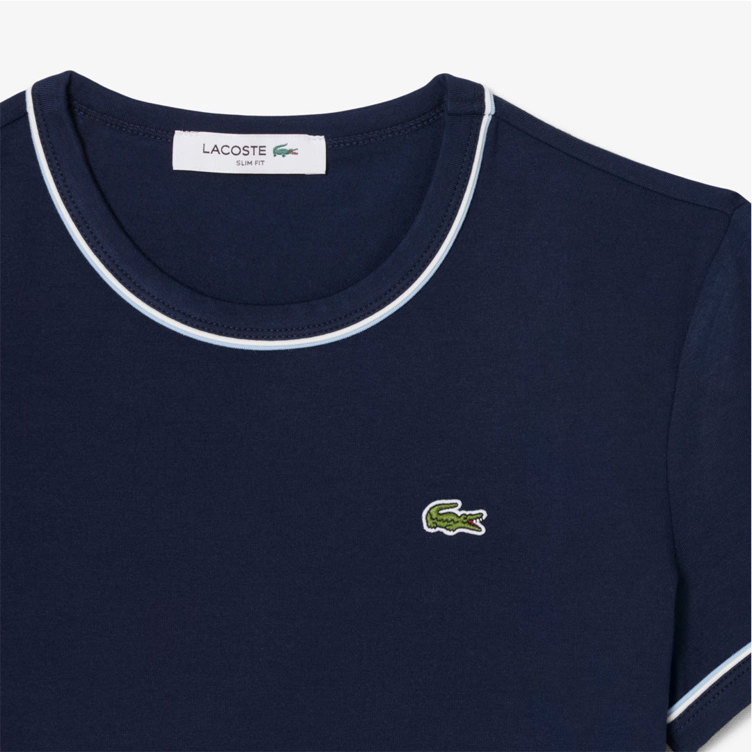 Lacoste Women's Contrast Trim Jersey Tee - Navy