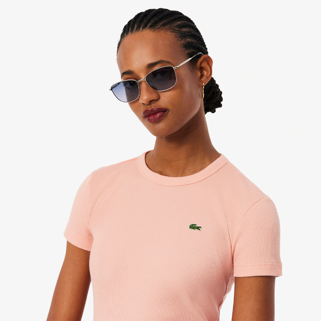 Lacoste Women's Ribbed Tee - Rose