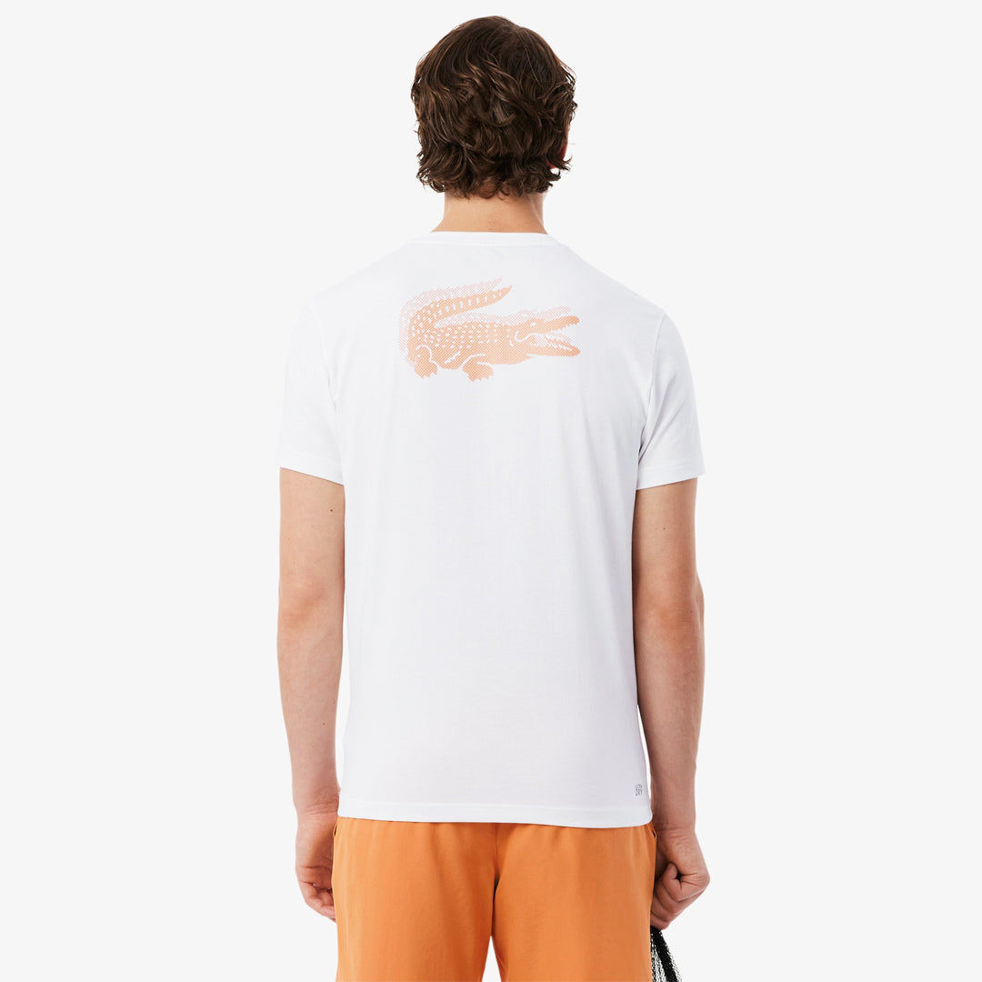 Lacoste Men's Ultra Dry Crocodile Printed Tee - White