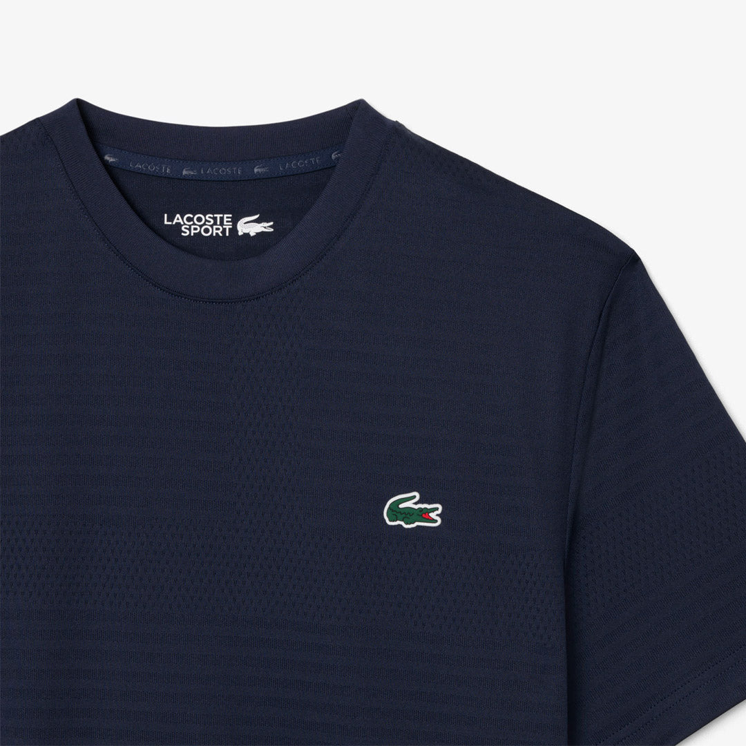 Lacoste Men's Ultra Dry Jacquard Tee - Navy Blue